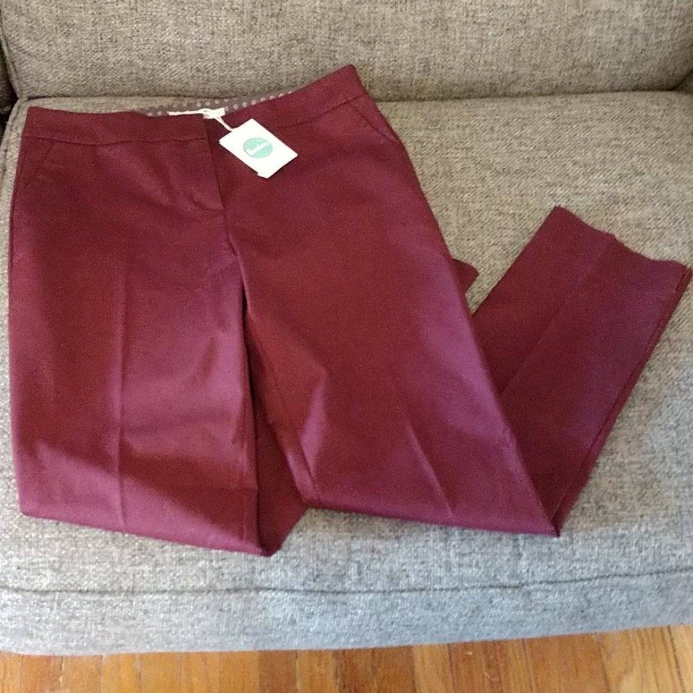 Boden NWOT Maroon Career Work Pants 8